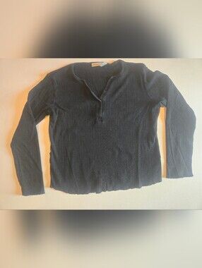 St. John's Bay Navy Ribbed Long Sleeve Henley